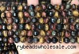 CTE2226 15.5 inches 6mm faceted round colorful tiger eye beads