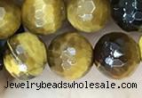 CTE2233 15.5 inches 8mm faceted round yellow tiger eye beads