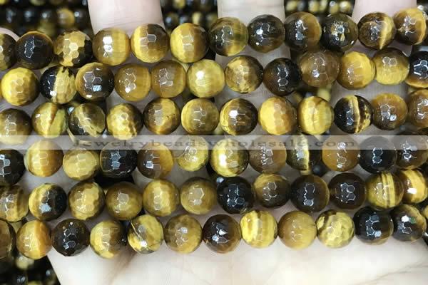 CTE2233 15.5 inches 8mm faceted round yellow tiger eye beads