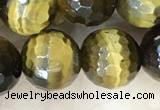 CTE2234 15.5 inches 10mm faceted round yellow tiger eye beads