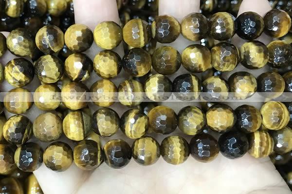 CTE2234 15.5 inches 10mm faceted round yellow tiger eye beads