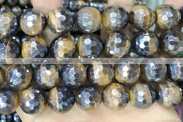 CTE2268 15 inches 12mm faceted round AB-color yellow tiger eye beads