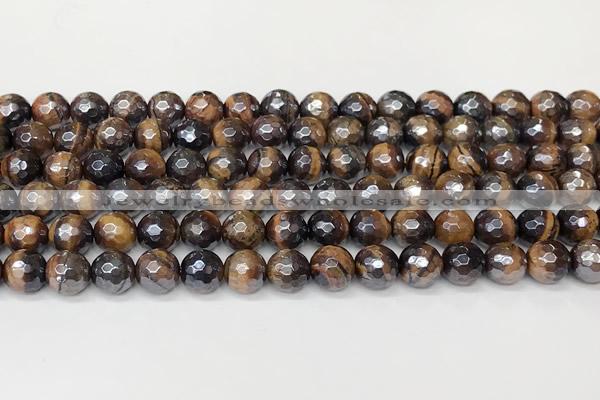 CTE2270 15 inches 6mm faceted round AB-color yellow tiger eye beads