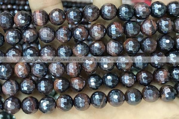 CTE2276 15 inches 8mm faceted round AB-color red tiger eye beads