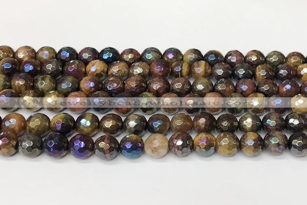 CTE2286 15 inches 8mm faceted round AB-color colorful tiger eye beads