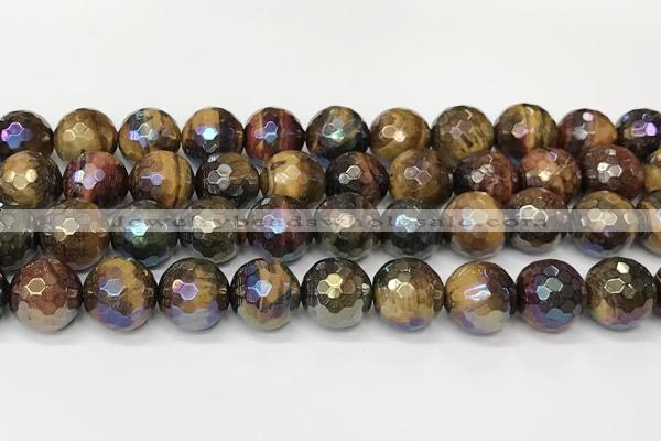 CTE2288 15 inches 12mm faceted round AB-color colorful tiger eye beads