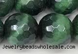 CTE2290 15 inches 12mm faceted round AB-color green tiger eye beads