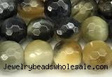 CTE2310 15 inches 6mm faceted round golden & blue tiger eye beads