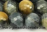 CTE2312 15 inches 10mm faceted round golden & blue tiger eye beads