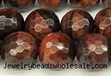 CTE2321 15 inches 8mm faceted round red tiger eye beads