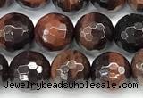 CTE2344 15 inches 6mm faceted round red tiger eye beads