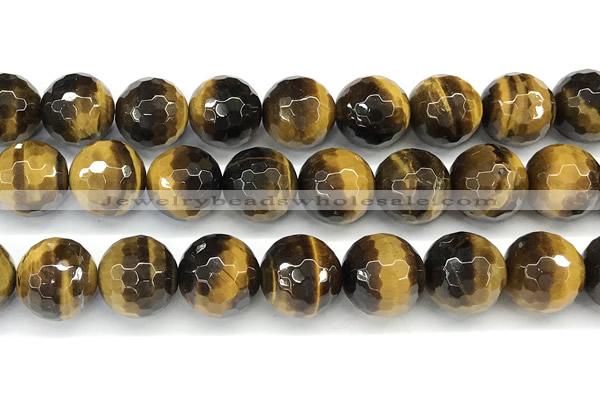 CTE2357 15 inches 14mm faceted round yellow tiger eye beads