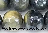 CTE2378 15 inches 10mm faceted round AB-color golden & blue tiger eye beads