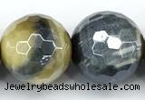 CTE2380 15 inches 14mm faceted round AB-color golden & blue tiger eye beads