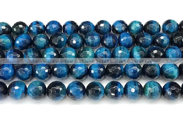 CTE2431 15 inches 10mm facted round blue tiger eye beads