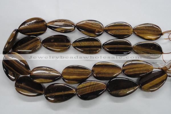 CTE308 15.5 inches 22*34mm flat teardrop yellow tiger eye gemstone beads