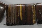 CTE313 15.5 inches 30*40mm flat tube yellow tiger eye gemstone beads