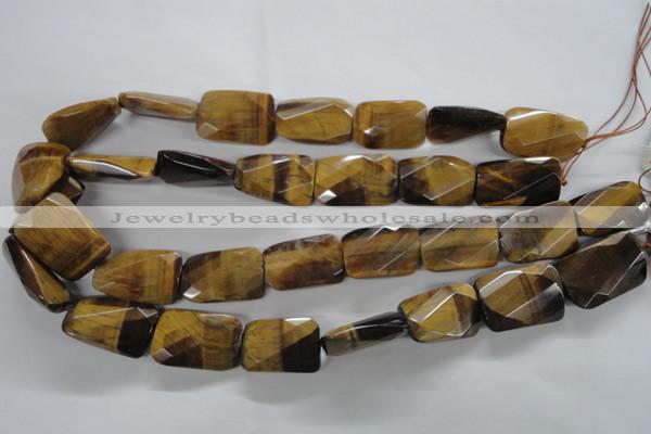 CTE318 18*25mm twisted & faceted rectangle yellow tiger eye beads