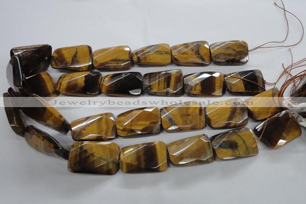 CTE319 20*30mm twisted & faceted rectangle yellow tiger eye beads