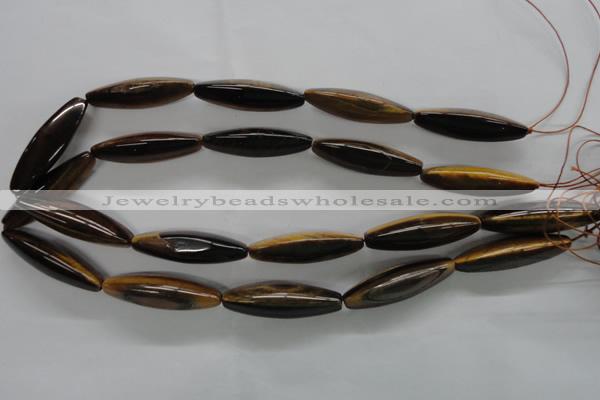 CTE332 15.5 inches 11*40mm trihedron yellow tiger eye gemstone beads