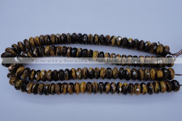 CTE403 15.5 inches 8*14mm faceted rondelle yellow tiger eye beads