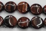 CTE53 15.5 inches 15mm flat round red tiger eye gemstone beads