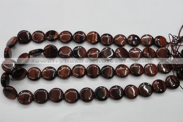 CTE53 15.5 inches 15mm flat round red tiger eye gemstone beads