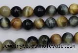 CTE552 15.5 inches 8mm round golden & blue tiger eye beads