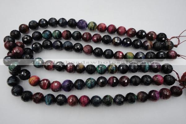 CTE582 15.5 inches 8mm faceted round colorful tiger eye beads