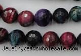 CTE583 15.5 inches 10mm faceted round colorful tiger eye beads