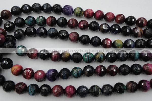 CTE586 15.5 inches 16mm faceted round colorful tiger eye beads