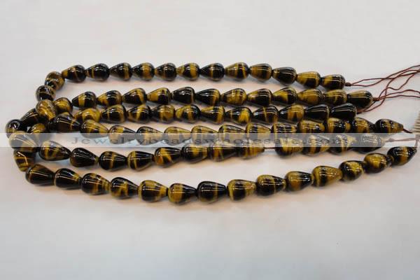 CTE605 15.5 inches 6*10mm teardrop yellow tiger eye beads wholesale