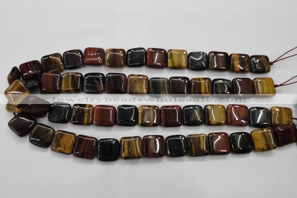 CTE63 15.5 inches 15*15mm square mixed tiger eye gemstone beads