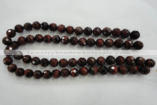 CTE704 15.5 inches 12mm faceted round red tiger eye beads