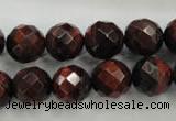 CTE705 15.5 inches 14mm faceted round red tiger eye beads