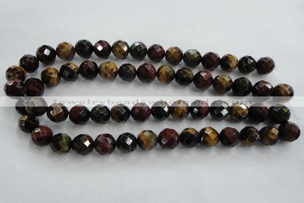 CTE714 15.5 inches 12mm faceted round mixed color tiger eye beads