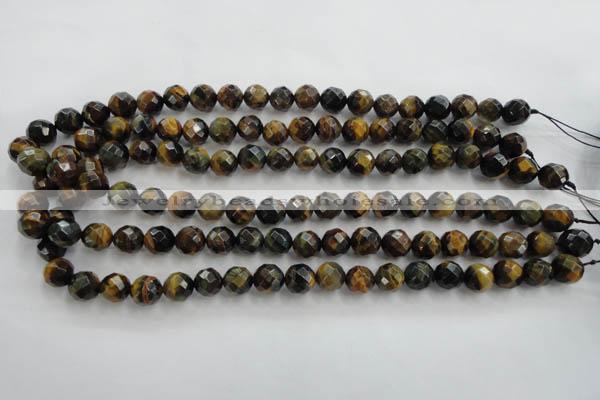 CTE722 15.5 inches 8mm faceted round yellow & blue tiger eye beads