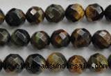 CTE723 15.5 inches 10mm faceted round yellow & blue tiger eye beads