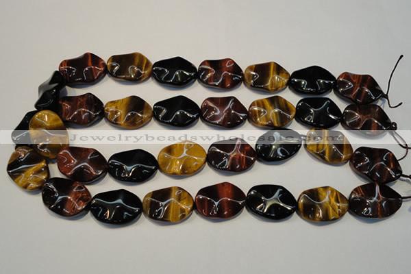 CTE802 15.5 inches 18*25mm wavy oval colorful tiger eye beads