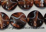 CTE854 15.5 inches 20mm wavy coin red tiger eye beads