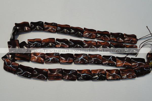 CTE865 15.5 inches 15*20mm wavy rectangle red tiger eye beads