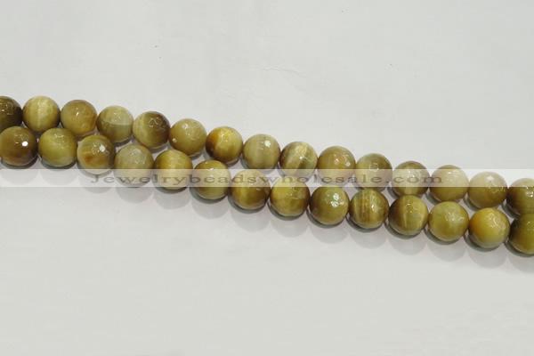 CTE904 15.5 inches 12mm faceted round golden tiger eye beads