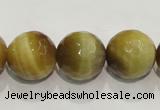 CTE905 15.5 inches 14mm faceted round golden tiger eye beads