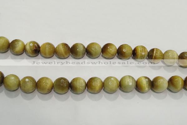 CTE905 15.5 inches 14mm faceted round golden tiger eye beads