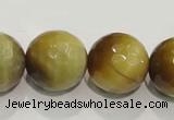 CTE907 15.5 inches 18mm faceted round golden tiger eye beads