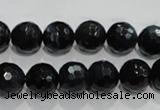 CTE923 15.5 inches 10mm faceted round silver tiger eye beads