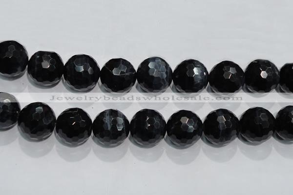 CTE928 15.5 inches 20mm faceted round silver tiger eye beads