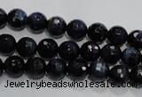 CTE931 15.5 inches 6mm faceted round dyed blue tiger eye beads