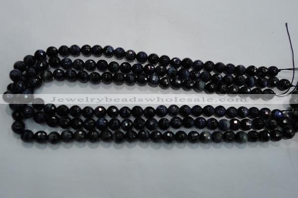 CTE932 15.5 inches 8mm faceted round dyed blue tiger eye beads