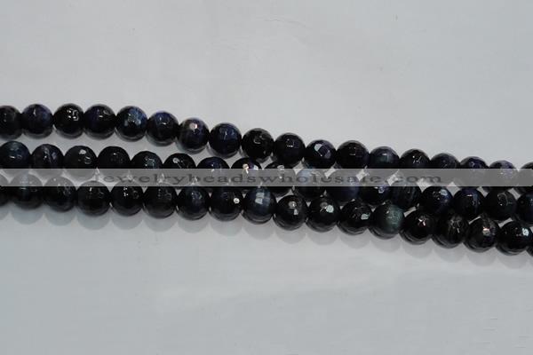 CTE933 15.5 inches 10mm faceted round dyed blue tiger eye beads